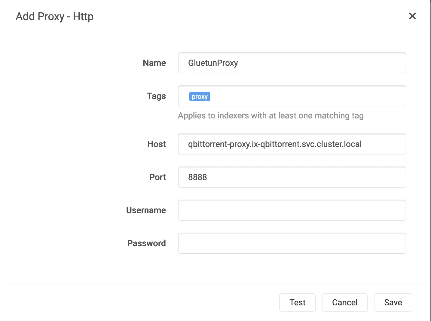 VPN Gluetun Proxy Prowlarr Config